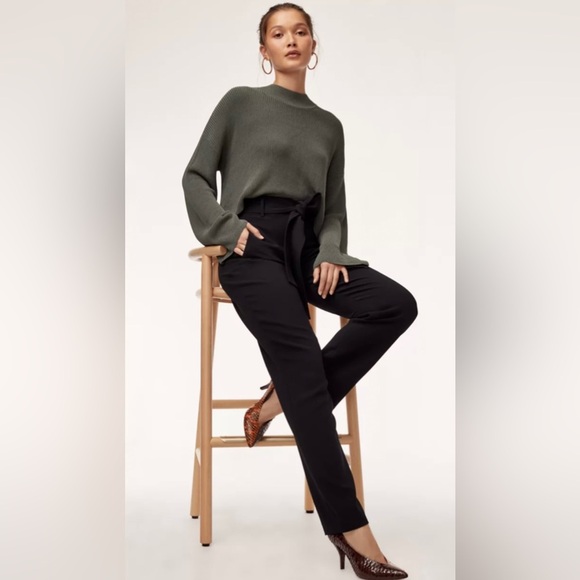 Wilfred Aritzia Tie Front Pants black trouser pants no belt size 8 - Picture 1 of 12